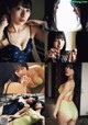 A collage of photos of a woman in lingerie.